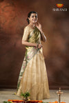 Cream Onam Gold Half saree!!!