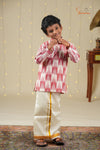 Boys Red and White Ikat Kurta !!!