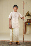 Boys White with Maroon Cotton Kurta !!!