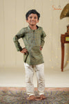 Ethnic Wear- Green Boys Diamond Jacquard Cotton Kurta !!!