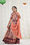 Festive Collection -Peach with Magenta Lantana Lehenga !!!