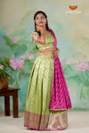 Green Satin Twin Leaf Lehenga For 