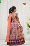 Festive Collection -Peach with Magenta Lantana Lehenga !!!