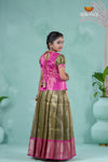 Pongal Collection - Gold Nano Checks Traditional Pattu Pavadai For Girls