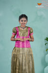 Pongal Collection - Gold Nano Checks Traditional Pattu Pavadai For Girls