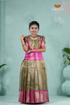 Pongal Collection - Gold Nano Checks Traditional Pattu Pavadai For Girls