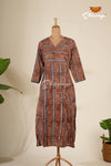 Brown Kalamkari Cotton Straight Kurti For Women - AU73BR