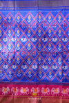 Blue Pochampally Silk Pattu Pavadai Unstitched Material For Kids !!!