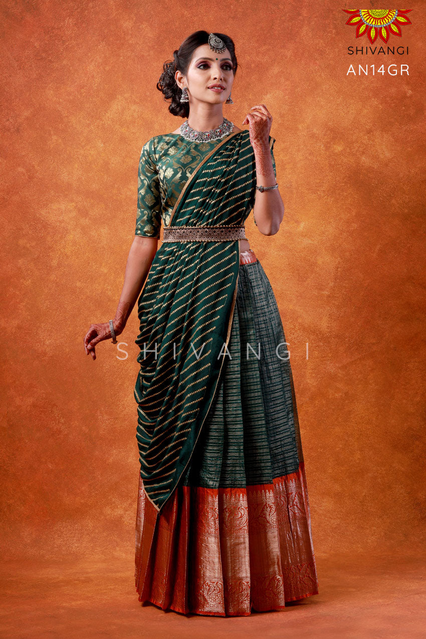 Half Saree | Half saree designs, Half saree, Fancy blouse designs