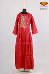 Red Girls Women’s Linen Long Kurti 