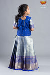 Girls Blue Wild Rose Pattu Pavadai 