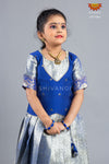 Girls Blue Wild Rose Pattu Pavadai 