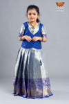 Girls Blue Wild Rose Pattu Pavadai 