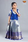 Girls Blue Wild Rose Pattu Pavadai 