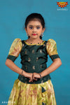 Girls Dark Green Pink Lilly Pattu Pavadai 