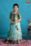 Girls Sky Blue Copper Yentra Pattu Pavadai | Langa