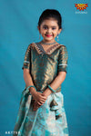 Girls Sky Blue Copper Yentra Pattu Pavadai | Langa