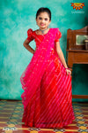 Girls Red Organza Leheriya Lehenga Choli