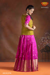 Girls Pink Paisley Mango Pattu Pavadai | Langa