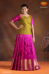 Girls Pink Paisley MangoPattu Pavadai | Langa