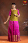 Girls Pink Paisley Mango Pattu Pavadai | Langa