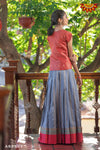 Girls Grey Golden Rain Pattu Pavadai | Langa